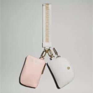 NWT Vapor /‎ Gold / White Lululemon Dual Pouch Wristlet
